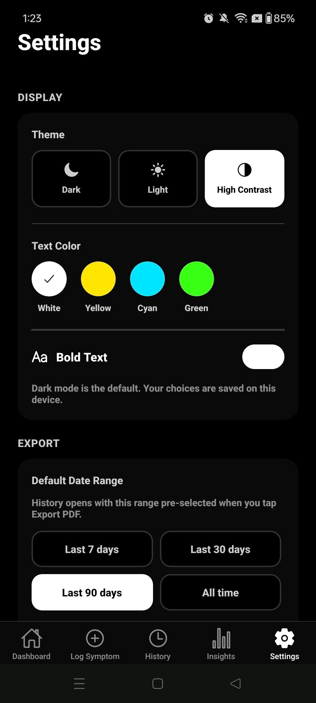High Contrast theme